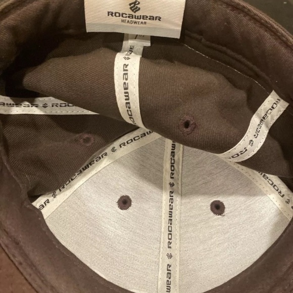 Rocawear Hat Cap 7 1/2 Fitted Brown Striped Embroidered Roc - Picture 8 of 11